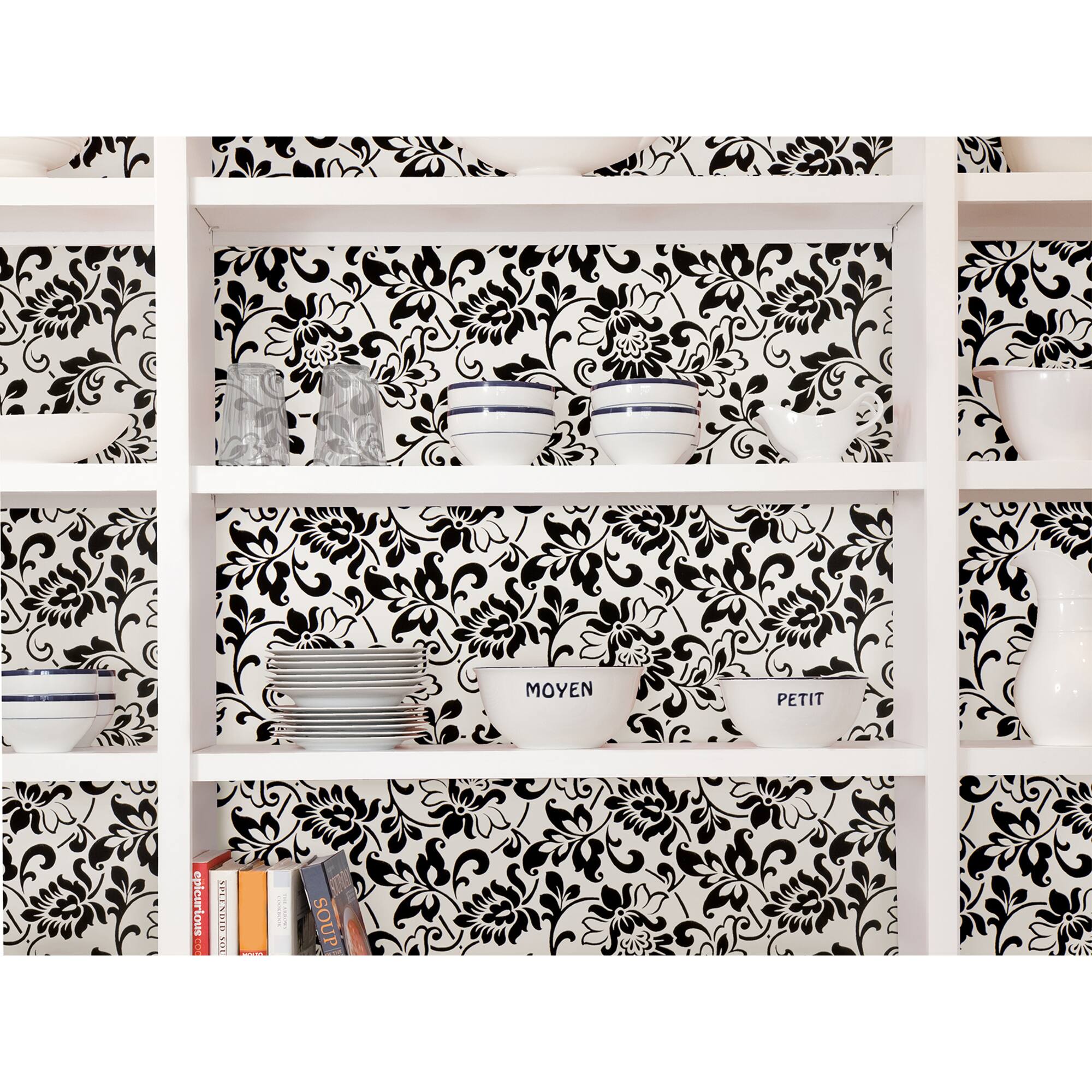 Fablon Black & White Damask Adhesive Film, 2ct.